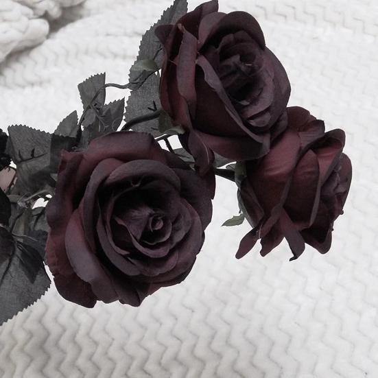 10 шт. искусственных роз, искусственная роза с гибким стеблем, реалистичные черные, темно-красные искусственные розы для украшения стола, украшения для дома, вечеринки, свадьбы