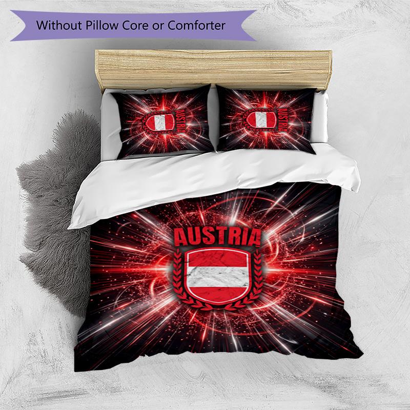 Austria Football Printed Bedding 3 Piece Set Cozy Breathable Bed Cover Set as Housewarming Holiday Gift
