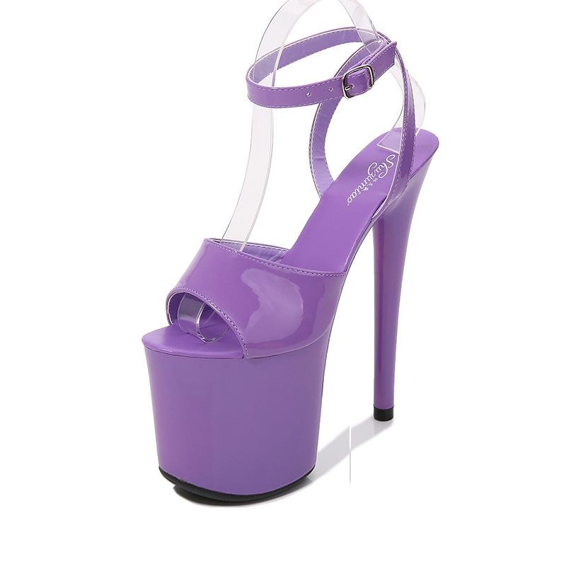 Летние сексуальные босоножки на каблуке женские 20 см шпильки высокие каблуки с пряжкой на щиколотке вечерние ночные клубы подиум женская обувь размер 35-43