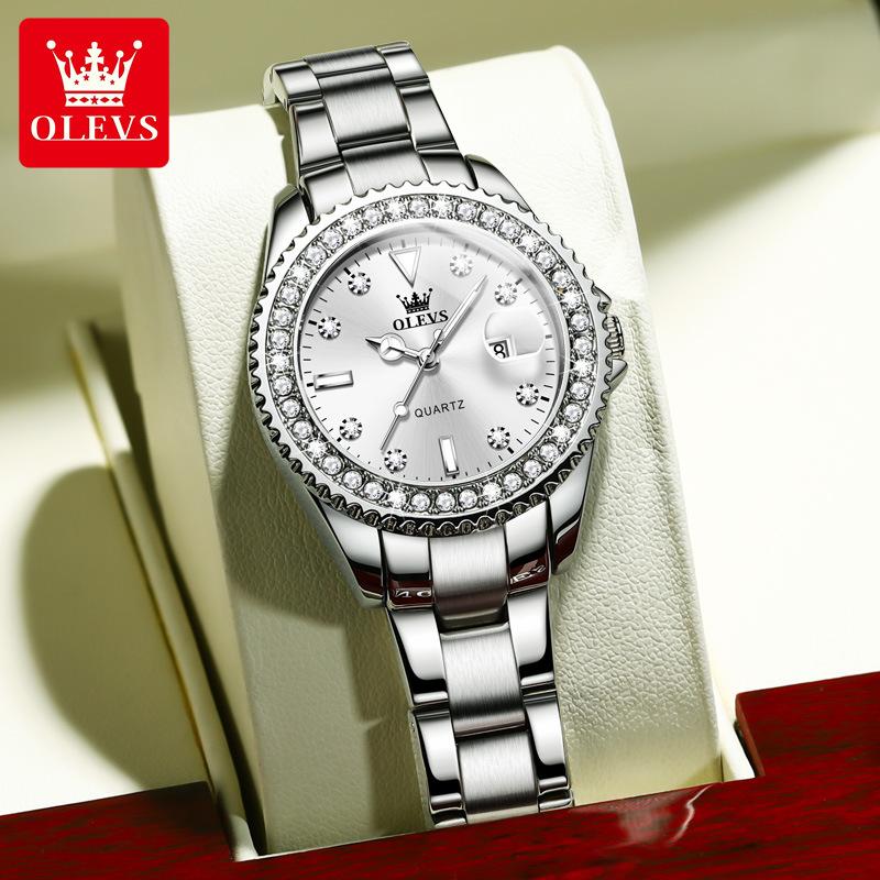 Кварцевые бриллиантовые роскошные часы для женщин, водонепроницаемые, модные, с ремешком из нержавеющей стали, женские наручные часы с подсветкой