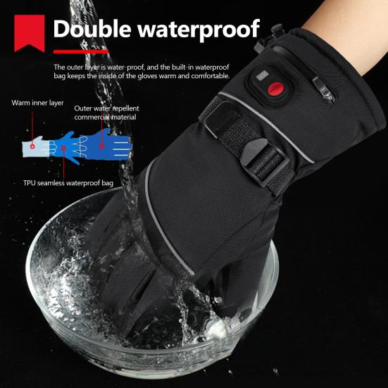 1 пара перчаток с подогревом, водонепроницаемые зимние теплые перчатки с регулируемой температурой и сенсорным экраном на батарейках