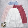 Japanese Side Waist Tie Skirt Summer Solid Color Loose Vintage Thicken Women Skirts