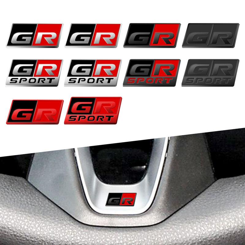 Metal Alloy GR Sport Logo Car Steering Wheel Badge Interior Sticker Decoration Emblem For RAV4 Yaris Camry Corolla Vios