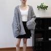 Фиолетовый вязаный кардиган осень и зима новый дизайн ленивый стиль свободный высококачественный свитер куртка женский