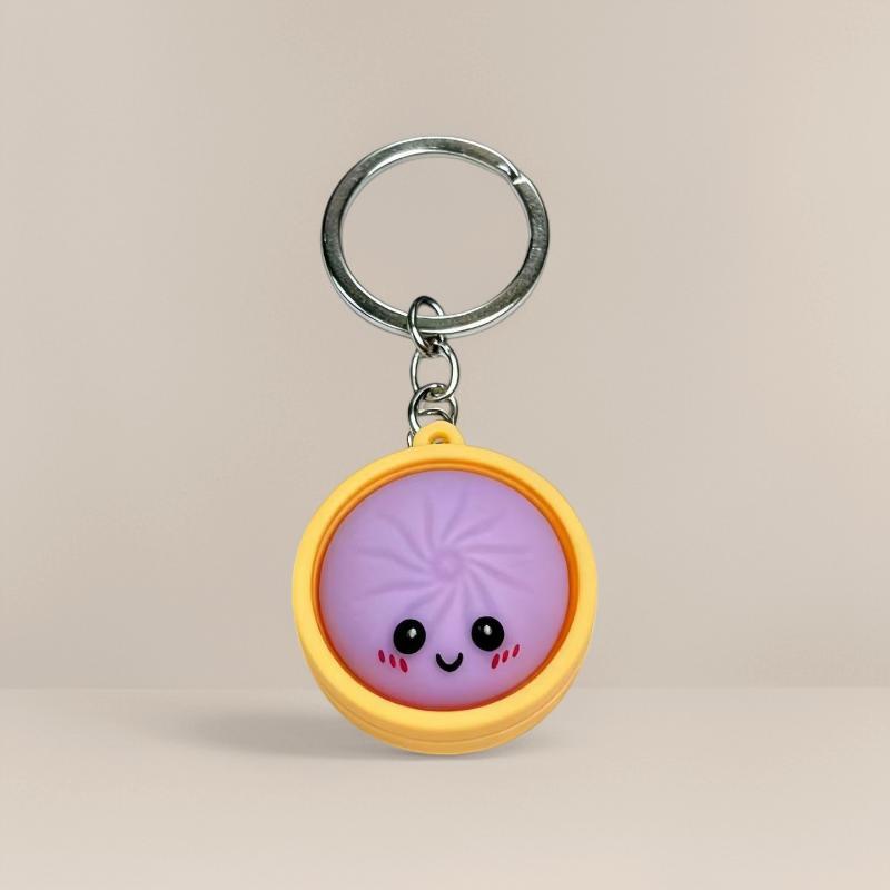 Funny Dumpling Baozi Keychains 6Pcs Pack with Steamer Random Color Novelty Key Holders for Travel Bag Decor Gifts