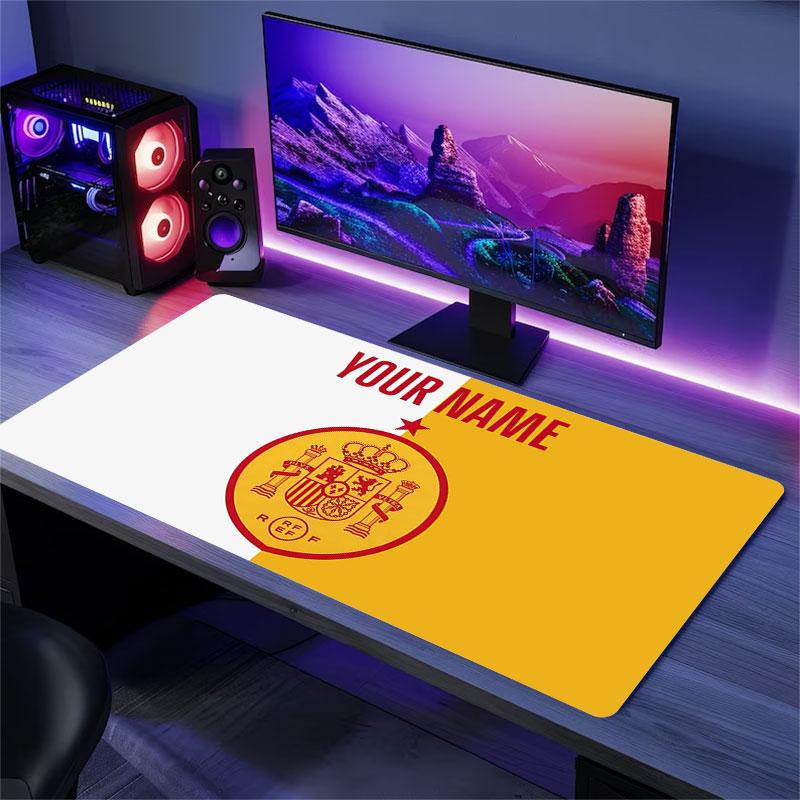 Custom Name,Spain Mouse Pad, Large Gaming Desk Mat, Non-slip XXL Mousepad for Laptop & Tablet, Mini PC Playmat with Stitched Edges