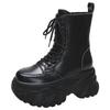 Punk Super High Platform Boots Women Chunky Heels Lace Up Motorcycle Boots Woman Black White Thick Bottom Ankle Booties Female