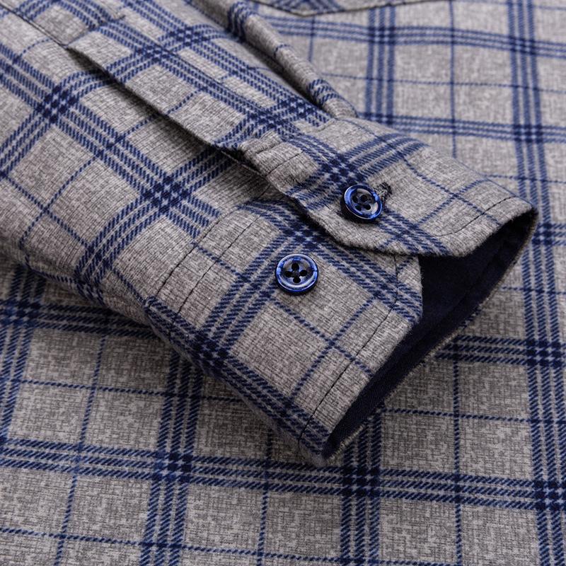 Осенне-зимние утепленные флисовые рубашки для мужчин, деловая клетчатая рубашка с длинным рукавом, теплая одежда, мужская рубашка в классическую клетку с одним карманом
