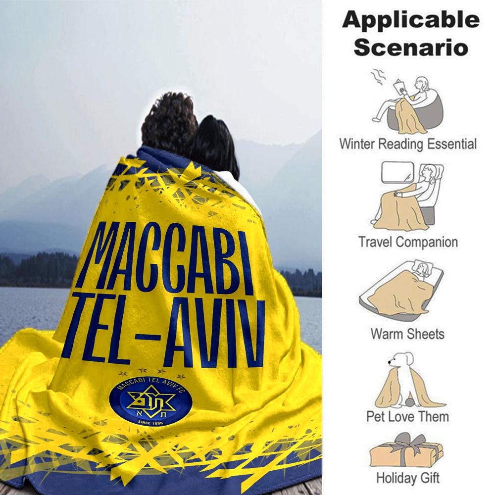 Maccabi Tel-Aviv FC Print Flannel Blanket High Quality Warm Comfortable Cover for All Seasons Perfect for Gifts Home Decor