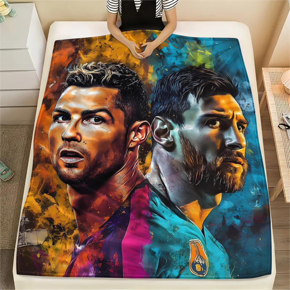 1 шт. Фланелевое одеяло с принтом CR7, Высококачественное, Удобное для всех сезонов, Домашний декор, Тепло и комфорт, Идеально для рождественских подарков