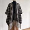 Fashionable and High-end Outerwear Shawl, Autumn and Winter New High-end Tassel Plaid Cape Style Cape Jacket