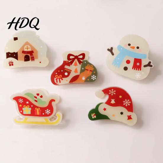 Fashionable Hair Jewelry for Winter Outfits Christmas Cartoon Claw Clip Cute Holiday Clip Women Non-slip