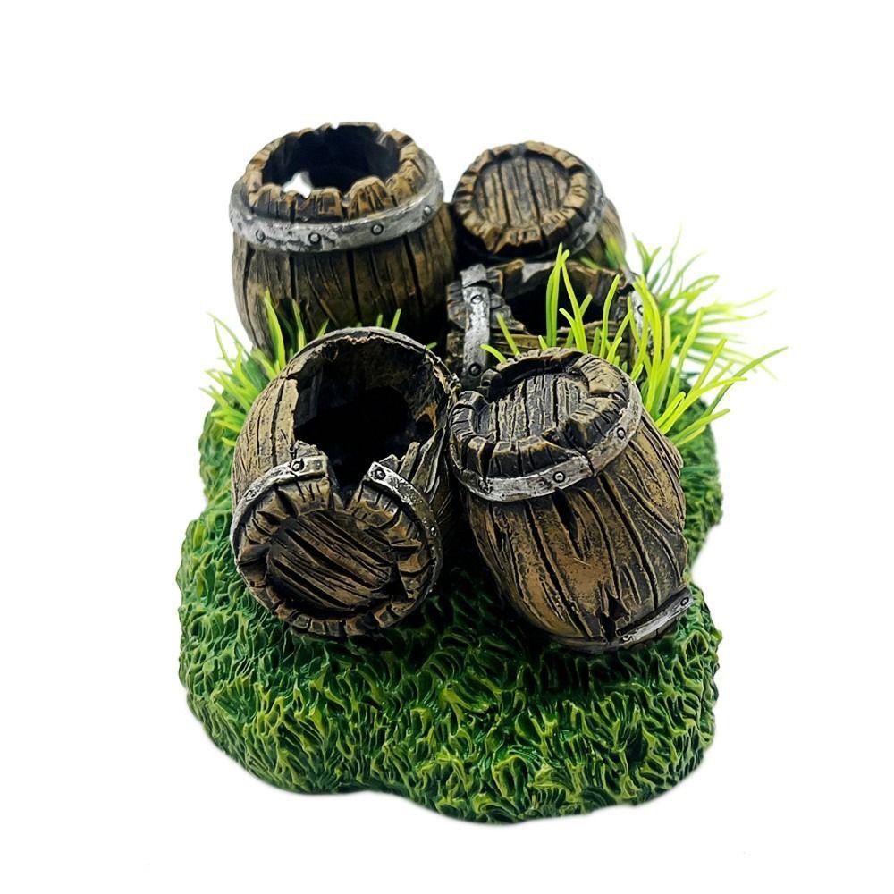 Creative Hideout Aquarium Ornaments Artificial Antique Barrels Betta Cave Hiding Spawning Spot