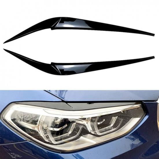 1 Pair Black Headlight Eyebrow Eyelid Cover Trim For BMW X3 X4 G01 G02 2018-2021