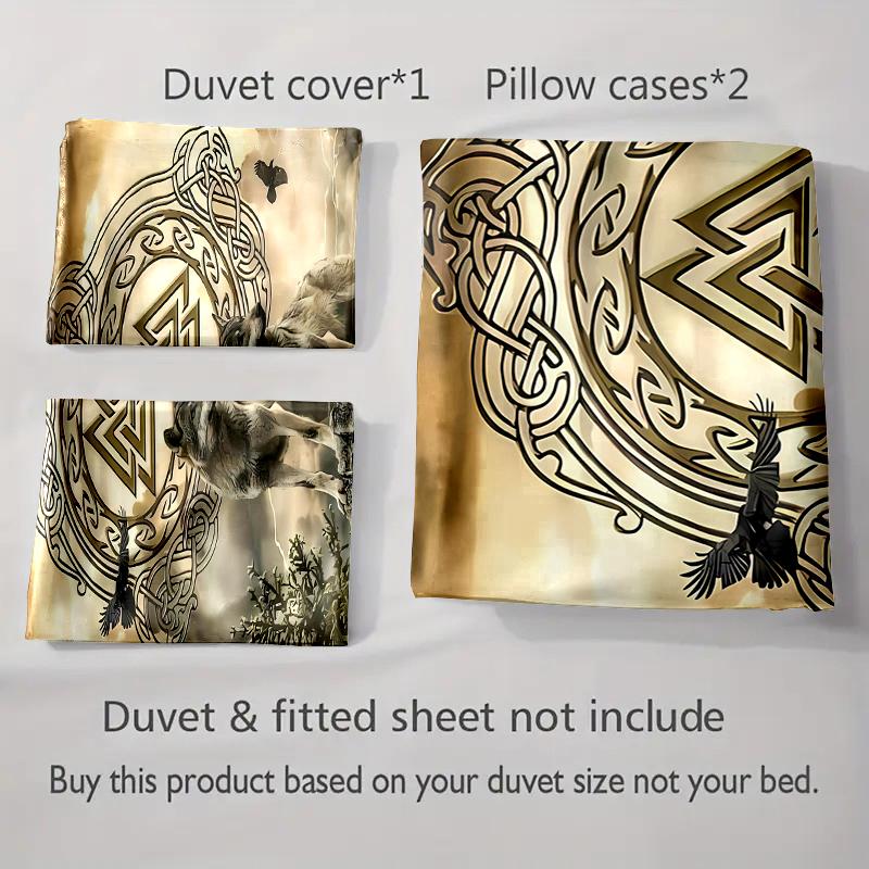 Wolf Nordic Symbol Bedding Duvet cover sets Duvet covers Pillowcases gifts (1 * Duvet Cover 2 * Pillowcases, without duvet insert)