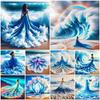 Diy Diamond Mosaic Evening Dress Woman Full Diamond Painting Seaside Scenery Home Decorative Rhinestones