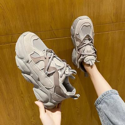 Модные дышащие сетчатые кроссовки на массивной платформе 5 см, женские кроссовки на платформе, женская повседневная обувь, белые сетчатые туфли для женщины892