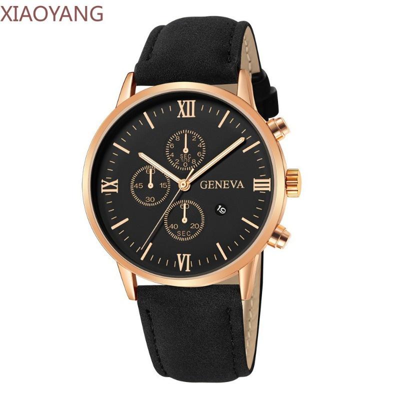 Novo Relógio casual Masculino De Quartzo Com Pulseira De Couro Mostrador