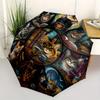 Cats, Fantasy themed Eight rib Automatic Folding umbrella Is Suitable for Both Men and Women, Making It A Perfect Christmas and Valentine's