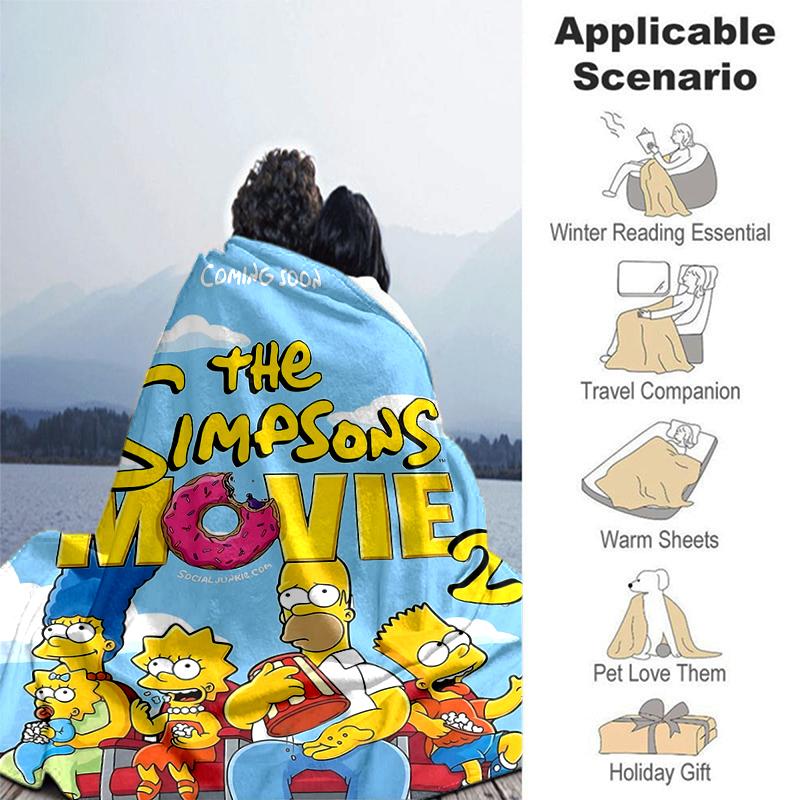 1Pc Simpsons Movie Adventure Blanket Soft And Comfortable Casual Warm Camping Travel Christmas Halloween Gift M921915