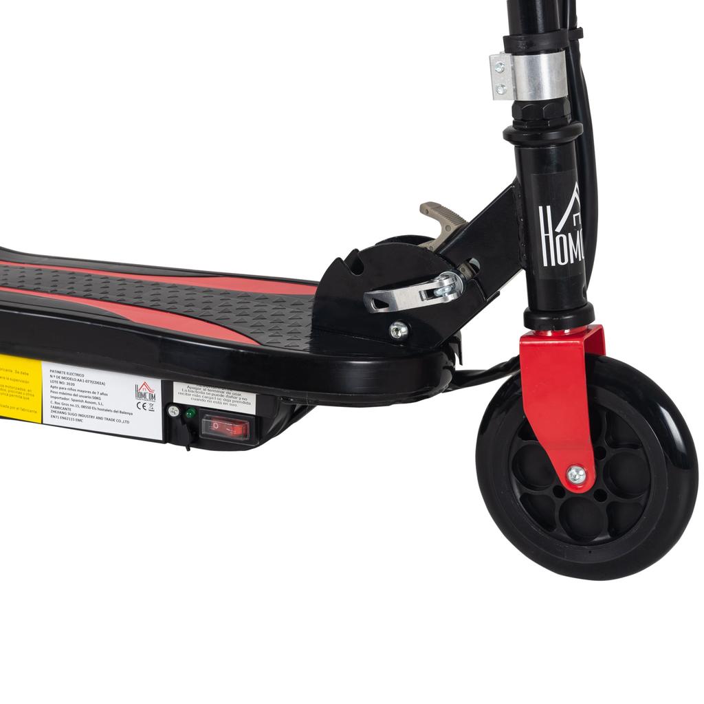 Folding Electric Scooter, Adjustable Height (82-93cm), with Brake, 12km/h Speed, Black