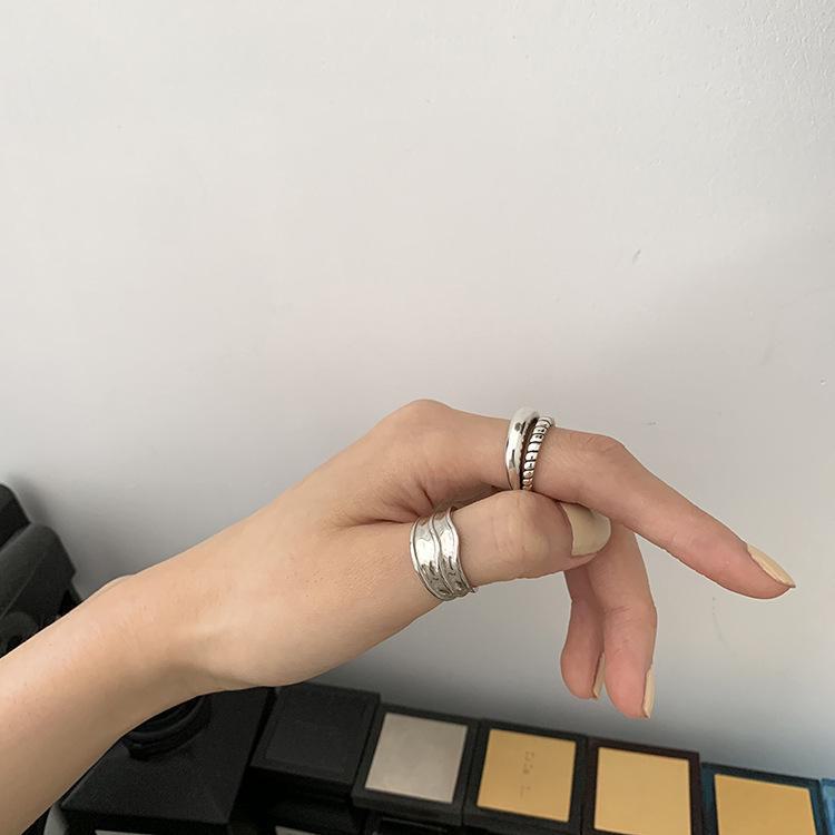 Корейское кольцо из стерлингового серебра 925 пробы с гладким двухслойным переплетением, нестандартное широкое кольцо для мужчин и женщин