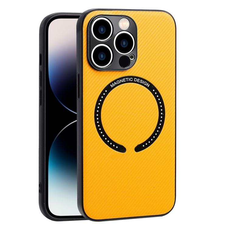 Магнитный чехол для iPhone 14 Pro Max с текстурой карбона MagSafe