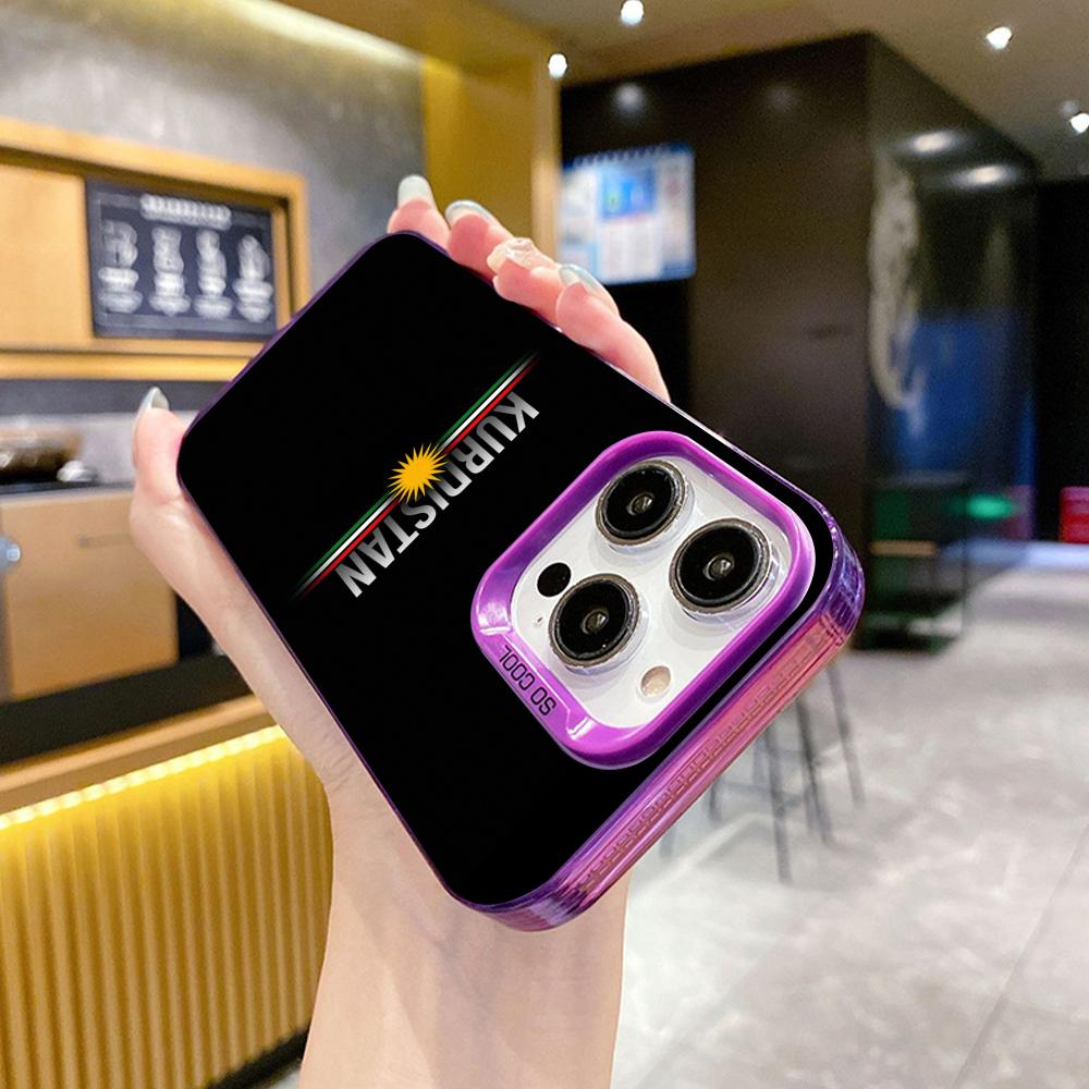 Kurdistan Flag Purple Translucent Mobile Phone Case for iPhone 17 16 15 14 13 12 11 X XR XS Air Pro Max Plus Colorful Cover