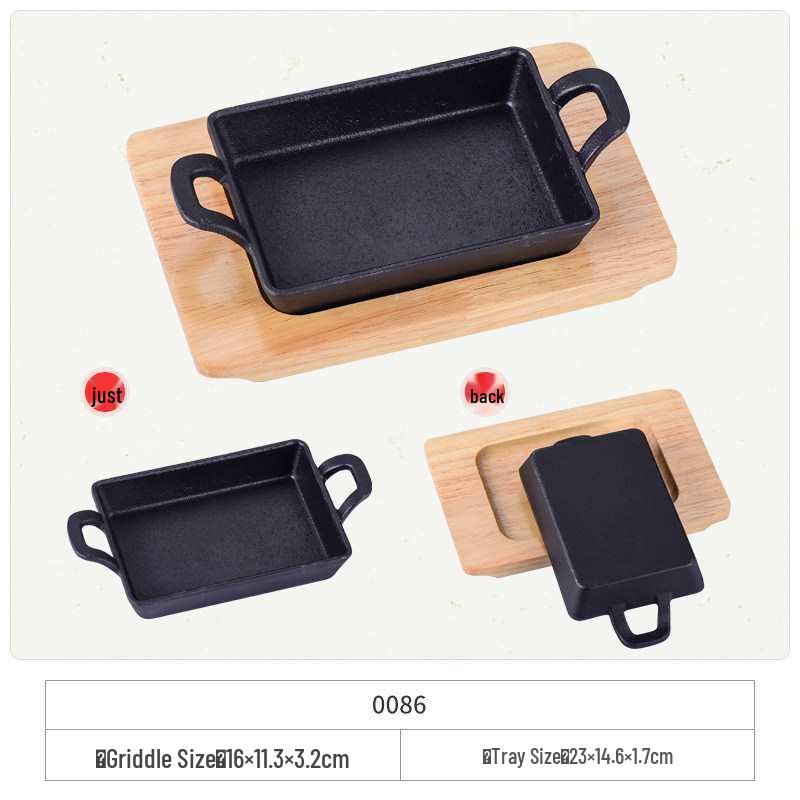 Cast Iron Rectangular Teppanyaki Barbecue Plate for Steak, Fish, and More