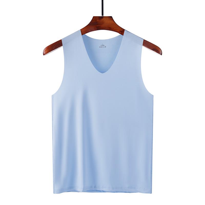 Men's Slim Fit Seamless Ice Silk Tank Top - Sleeveless, Breathable, Racerback, Summer Sports Fitness