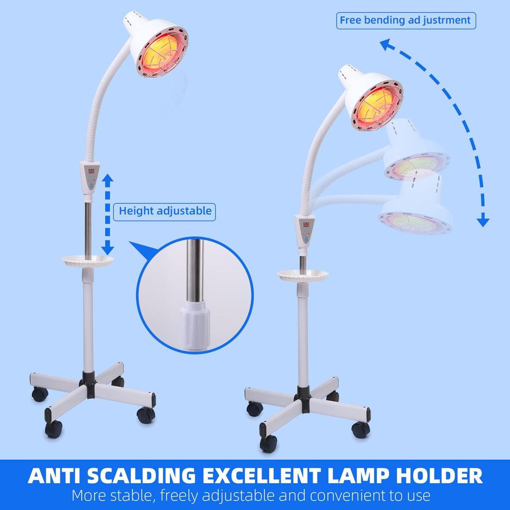 Инфракрасная лампа для обогрева 275 Вт, инфракрасная лампа для обогрева ближнего красного цвета для облегчения боли в суставах и мышечных болей для тела, стоячая лампа для обогрева