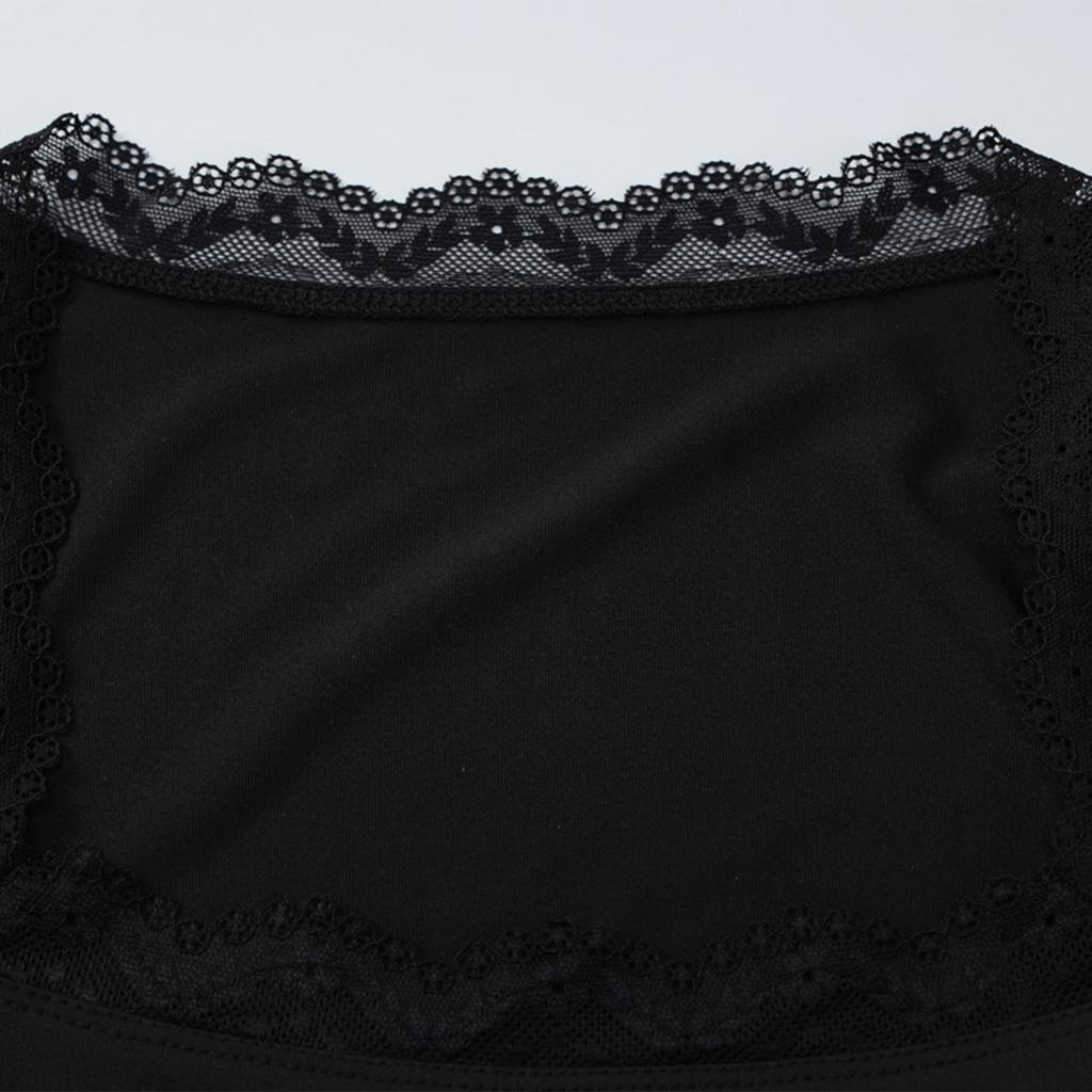 Женский модный кружевной топ с квадратным вырезом, длинными рукавами, облегающего кроя, универсальный