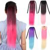 Synthetic Ponytail Hair Extension Straight Clip In Hair Tail False Hairpieces For Women Black Ombre Red Color Hairstyle