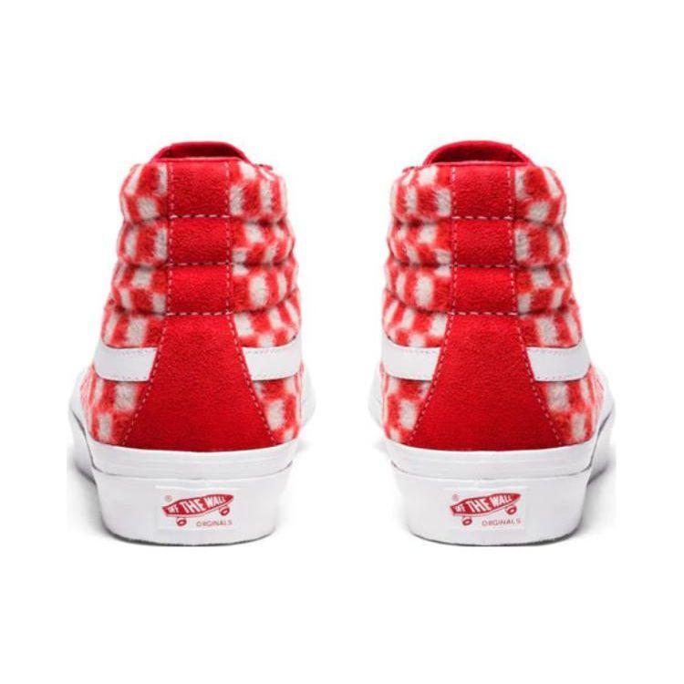Vans Concepts X Sk8 Vault Og Lx Mohair High Top Skate Shoes Unisex Sneakers Red White Checkered VN0A4BVBY5