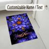 Floral Theme Soft Crystal Velvet Rug Custom Name & Text Print Non Slip Floor Rug for Bedroom Living Room