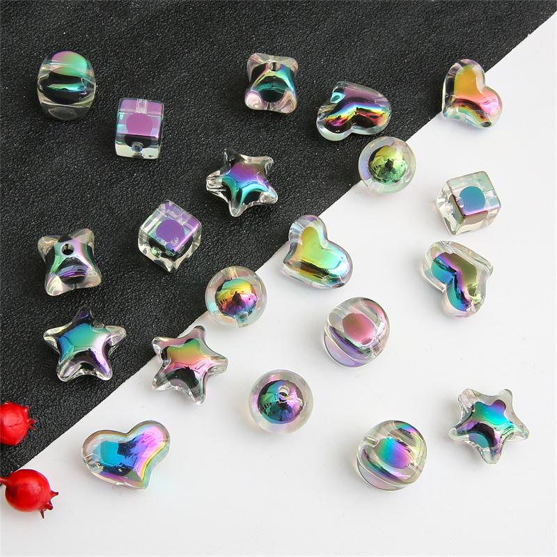 Прозрачные черные бусины с покрытием, разноцветные средние разделители для изготовления ожерелий и браслетов своими руками