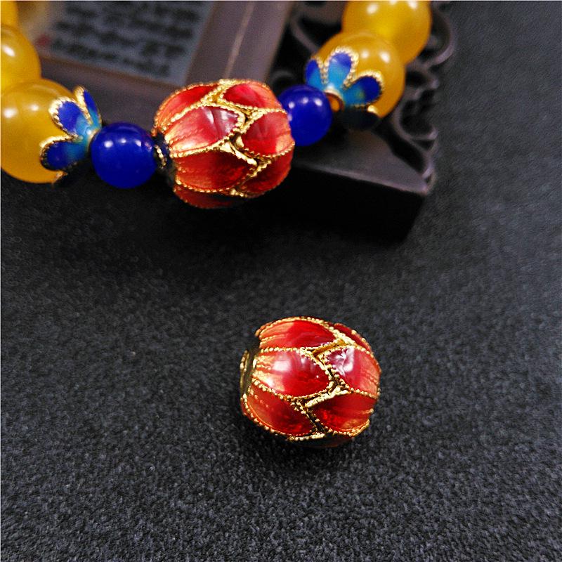 Перегородчатая эмаль Агат и Янтарь Воск Пчелиный Браслет с бусинами из Жадеита и Чистой Медной Эмали