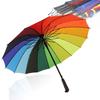 16K Rainbow Big Umbrella Rain Fashion Windproof Long Handle Umbrellas Strong Frame Waterproof Female Sunny And Rainy Umbrella