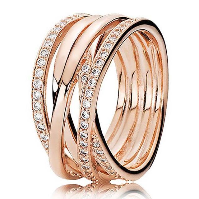 Аутентичное кольцо из стерлингового серебра 925 пробы с розой, ажурное переплетенное вечность, современное кольцо с жемчугом для женщин, подарок, модные украшения