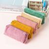 New Retro Corduroy Solid Color Pencil Case Literary Simple Stationery Bag High School Student Stationery Box