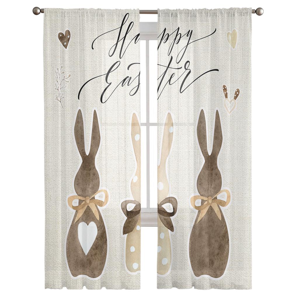 Пасхальный кролик тюлевые шторы для гостиной спальни вуаль прозрачные шторы окна домашний декор шторы