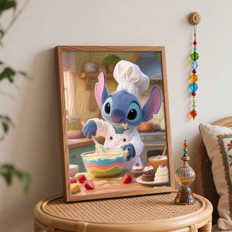 Disney Цифровой набор для масляной живописи Stitch Chef Выпечка Ручная заливка Домашний декор