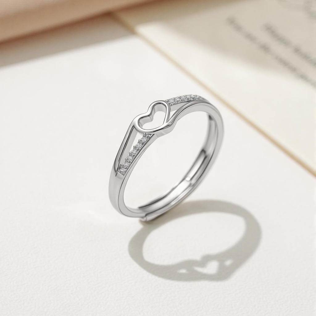 European Fashion Rhinestone Heart Ring for Women - Trendy Luxury Design with Zircon
