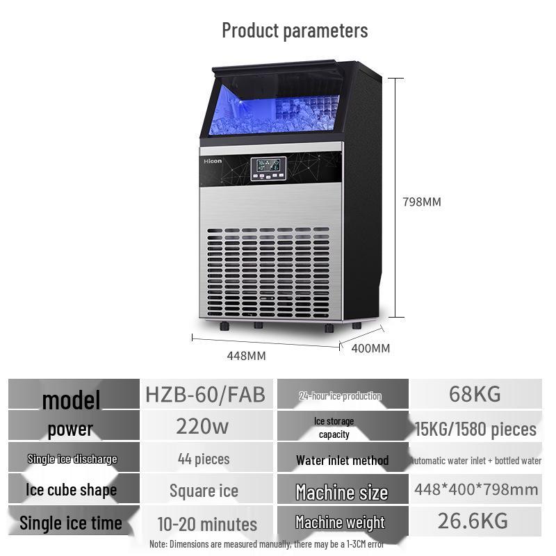 Welcome Commercial Large Ice Maker for Milk Tea Shops, Cafes, Hotels, and Supermarkets - 80/100 kg Capacity.