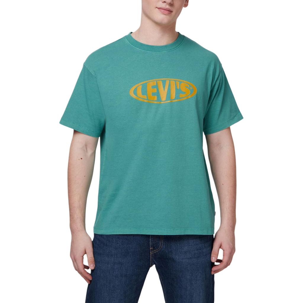 Levis Logo Print Loose Fit Crew Neck Short Sleeve T-Shirt Men Tops Green 87373-0010