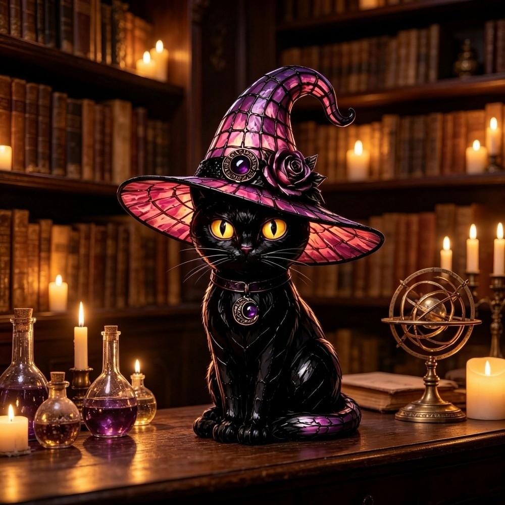 Home Decoration Halloween Lamp Cat Bird Witch Hat Lamp Home Ornaments Night Light Halloween