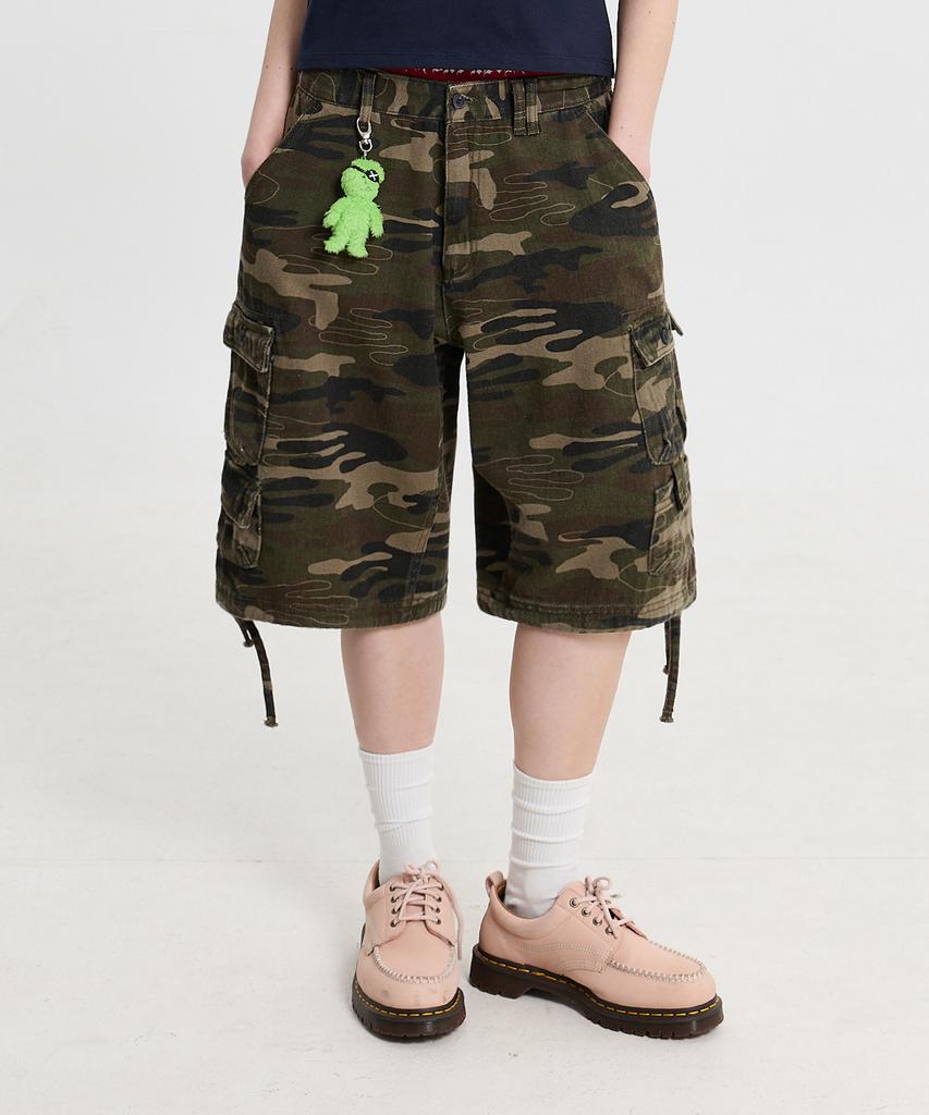 HOODHOOD Camo Bermuda Cargo Denim Pants Khaki