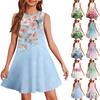 Летнее платье для девочек без рукавов с принтом в цвете, повседневное платье