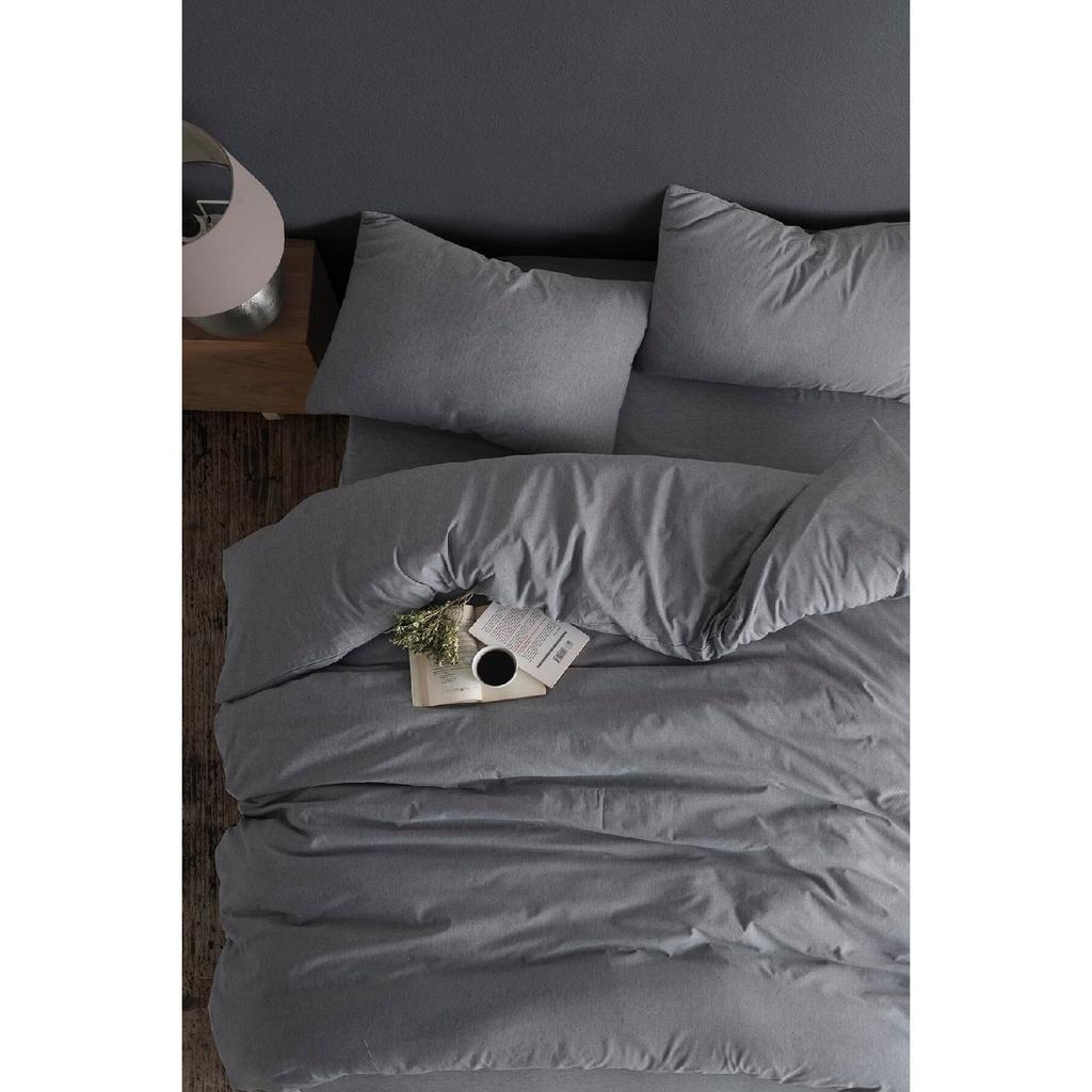 Двойной комплект пододеяльников с простынями | Антрацитовый черный | хлопок