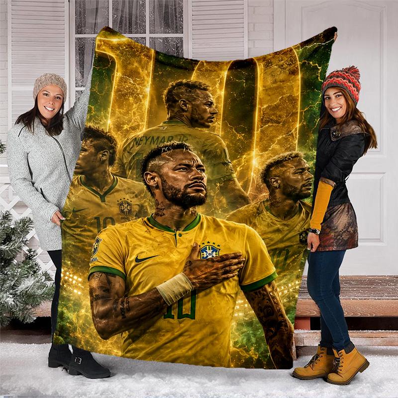 1pc Neymar5 Theme Blanket - Digital Print, Polyester, Cozy for All Seasons, Perfect for Outdoor, and Travel